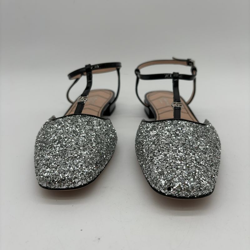 Gucci Double G Glitter T-Strap Ballet Flats